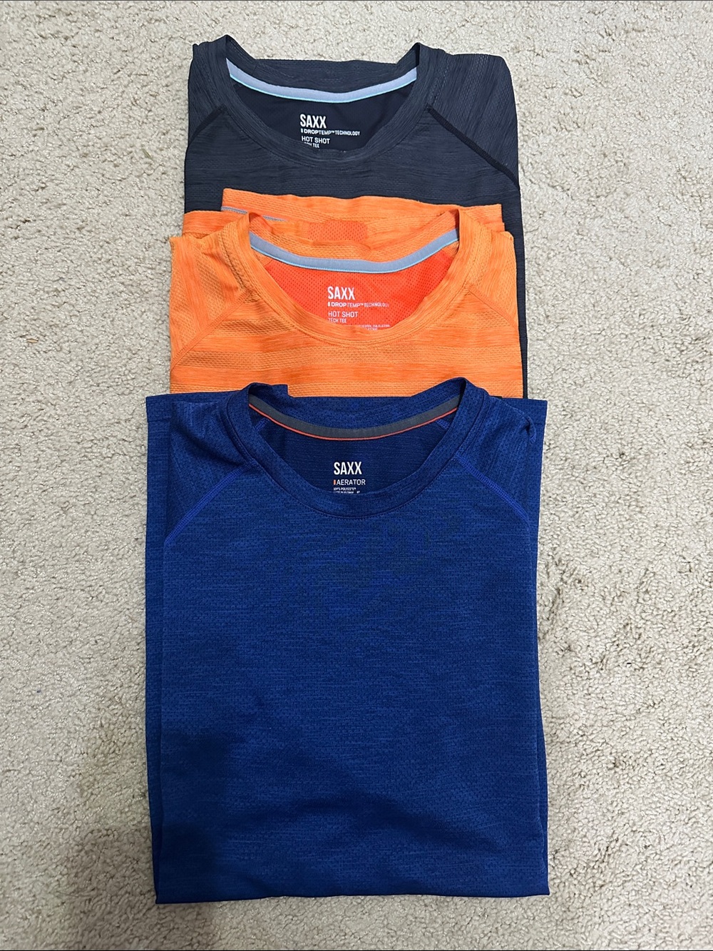 SAXX set of 3 Striped Athletic Short-Sleeve Tee